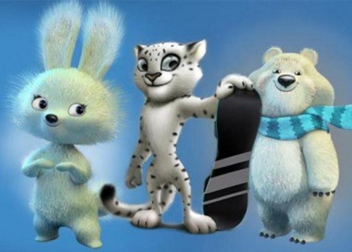 Талисманы Олимпийских игр в Сочи - Белый Мишка, Леопард и Зайка